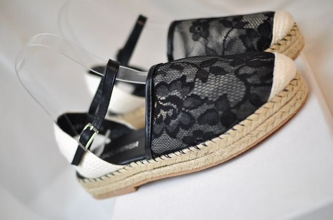 Espadrillas corda punta pizzo dettaglio pizzo — Dream Shop