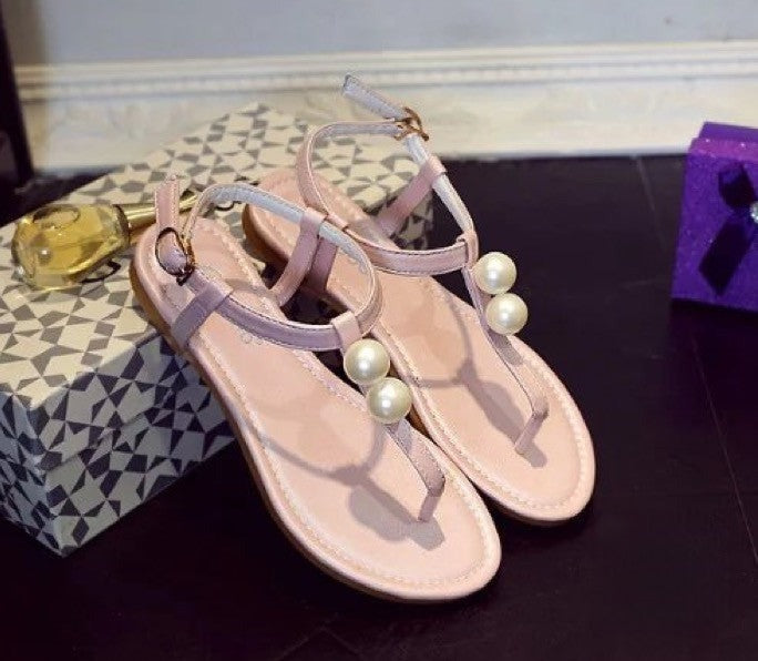 Infradito doppia perla dettaglio perle sulla fascia — Dream Shop