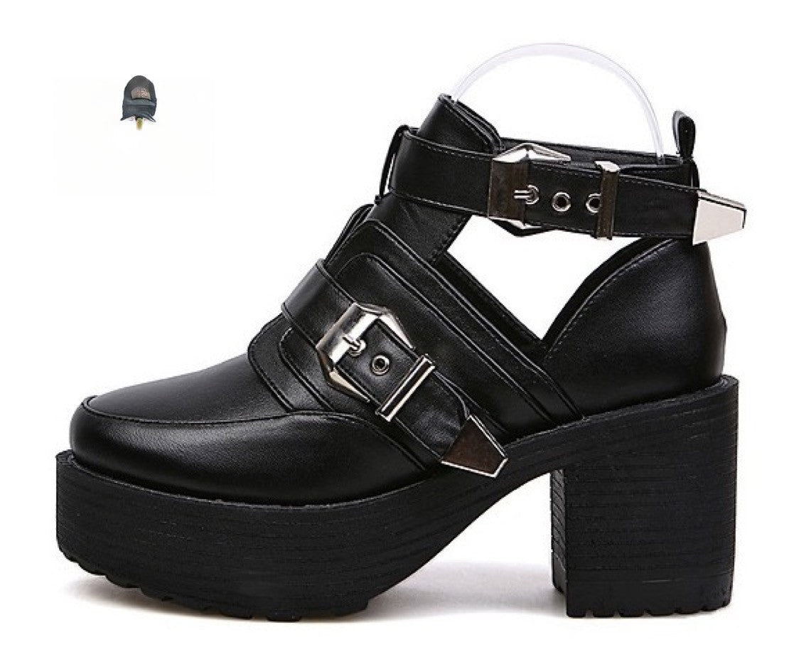 Cut Out Boot vista laterale tacco quadrato — Dream Shop