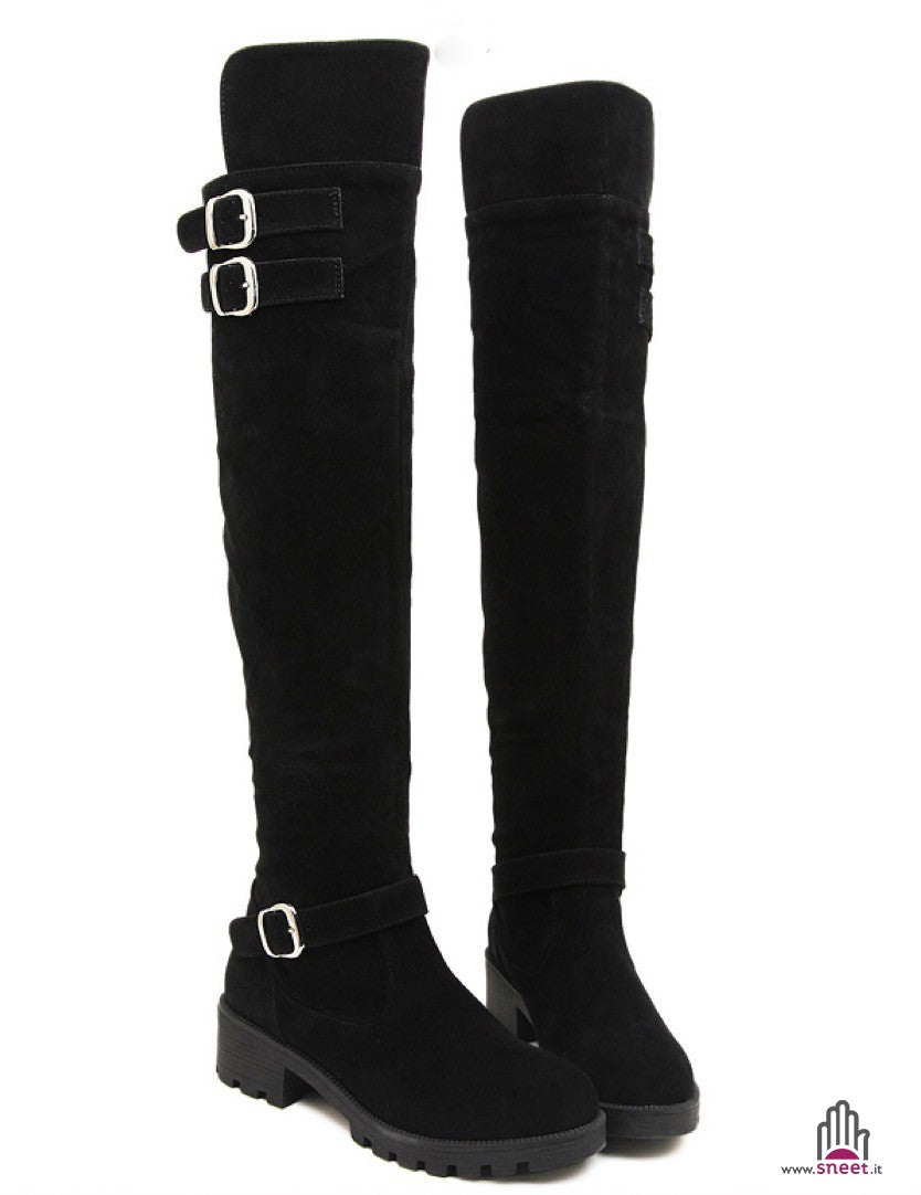 Stivale altissimo scamosciato h 46 cm tacco 4.5 cm