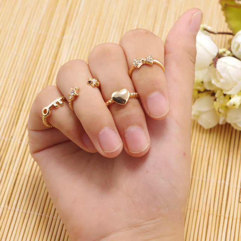 Key Heart Ring Set