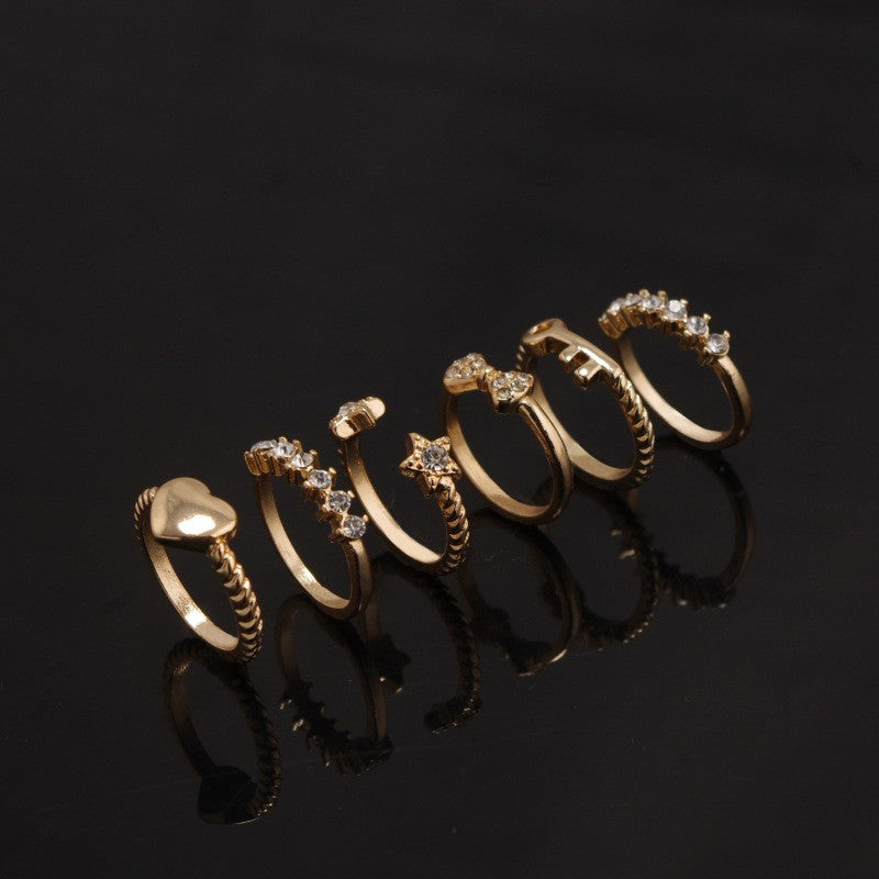 Key Heart Ring Set