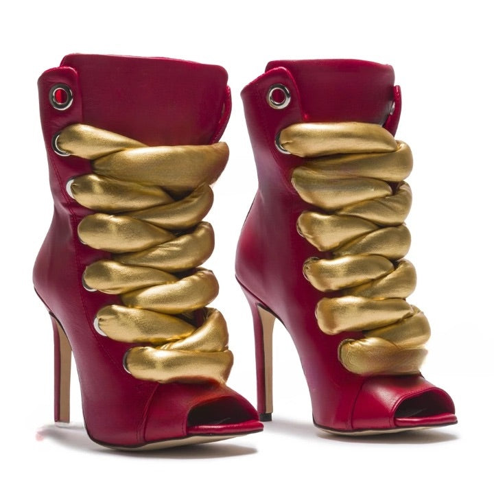 Tronchetto Sportyspice rosso con lacci oro metallizzati | Dream Shop