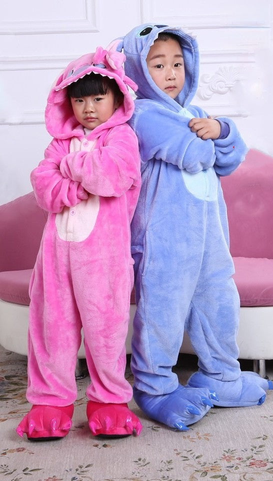 Pigiamino Stitch tuta azzurra vista posteriore cappuccio — Dream Shop