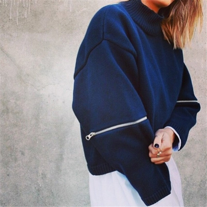 Maglioncino Zip maglia aderente nera — Dream Shop