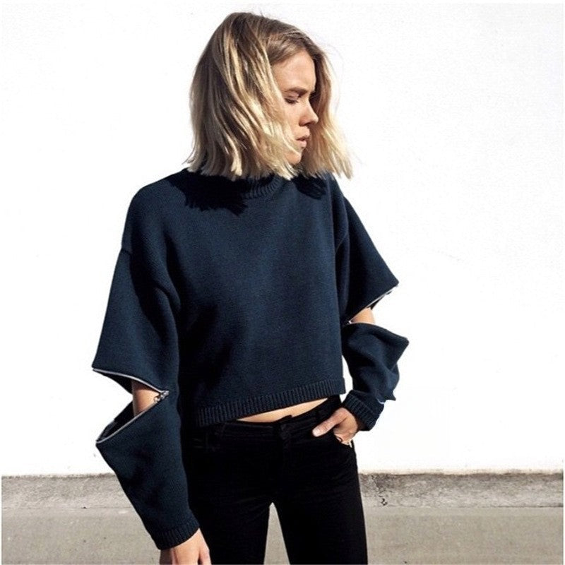 Maglioncino Zip dettaglio scollo maglia corta — Dream Shop
