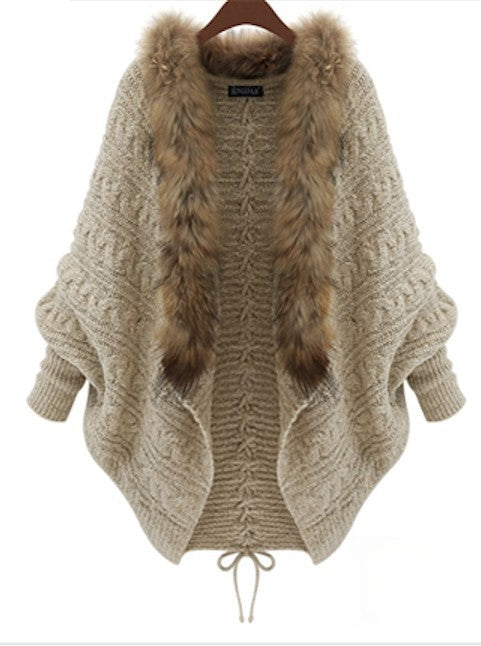 Maxicardigan Jita dettaglio bordo in ecopelliccia — Dream Shop