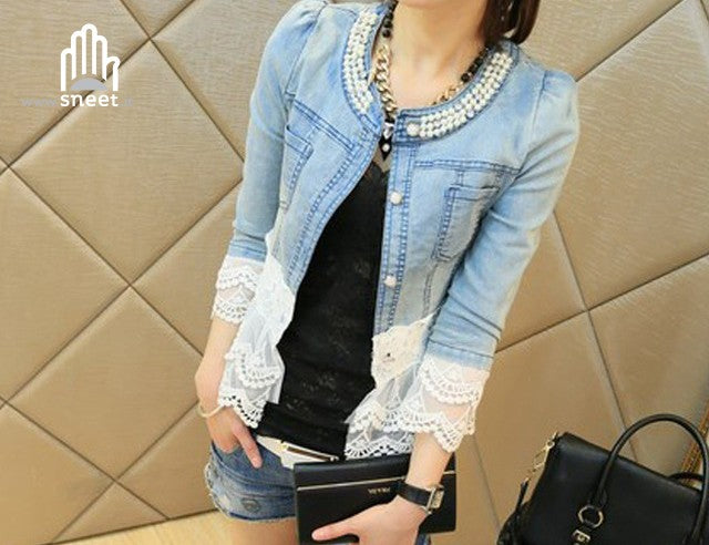 Giacca jeans pizzo Olhand