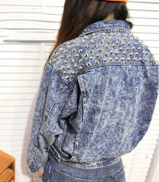 Giubbino in jeans Janis oversize vista frontale — Dream Shop