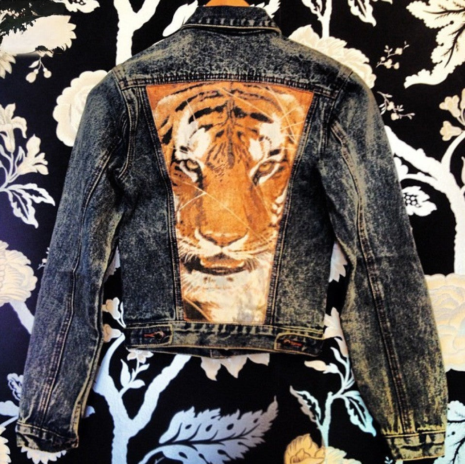 Giacca Jeans Tiger dettaglio stampa animalier — Dream Shop