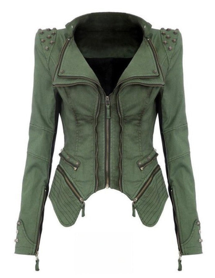 Giubbino in jeans Diana Green vista laterale | Dream Shop