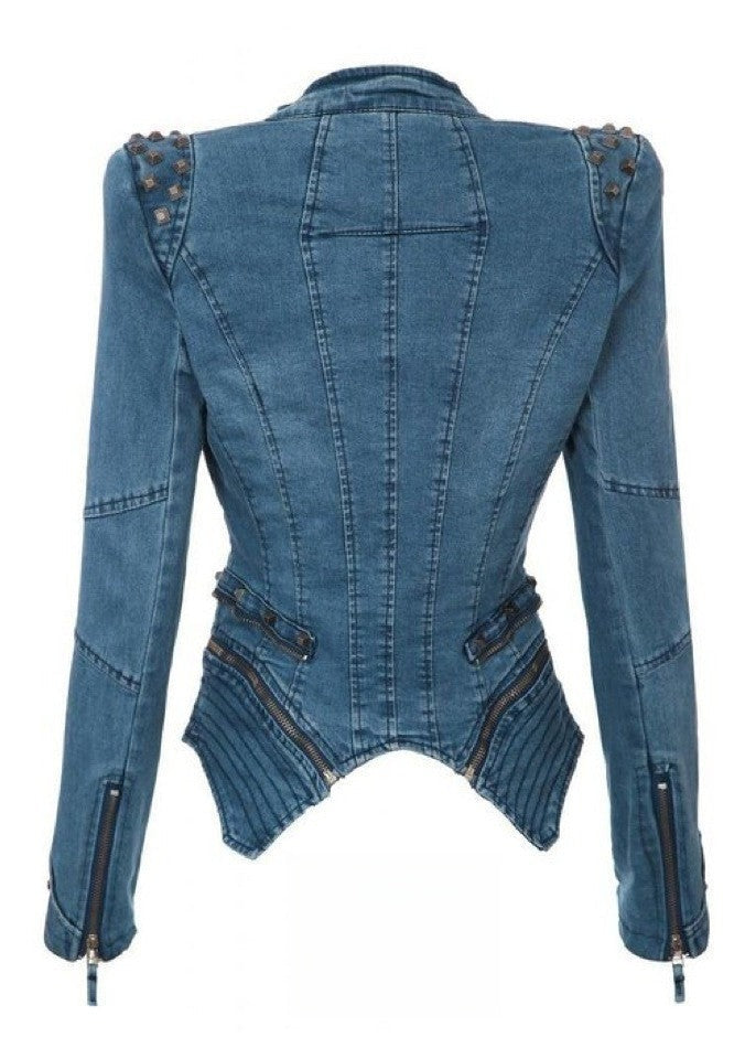 Giubbino in jeans Diana Blue inserti sulle spalline — Dream Shop