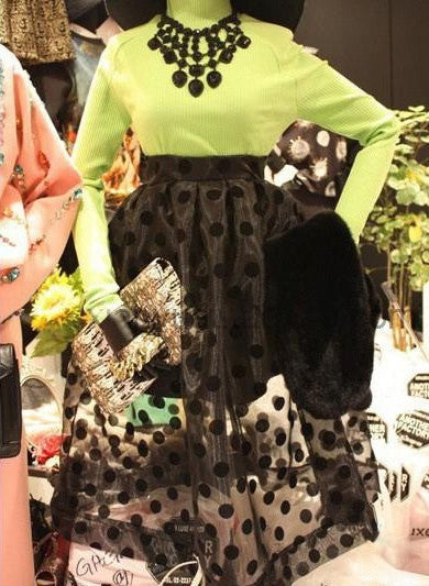 Maxi skirt black polka dots