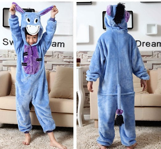 Pigiamino Ih-Oh tuta peluche grigia con cappuccio asinello — Dream Shop