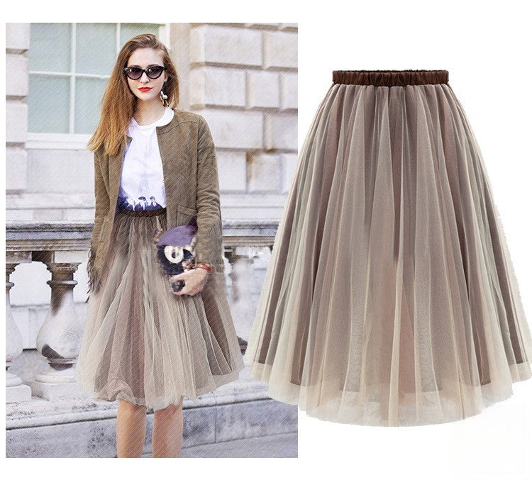Gonna tulle Paula beige vista frontale — Dream Shop