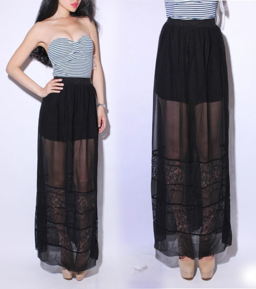 Maxigonna Jlex tulle lavorato vista frontale — Dream Shop