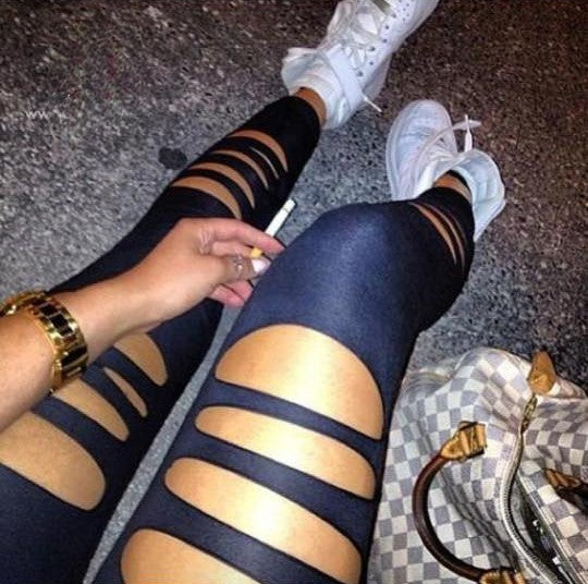 Leggings Hole ecopelle con buchi sulla coscia