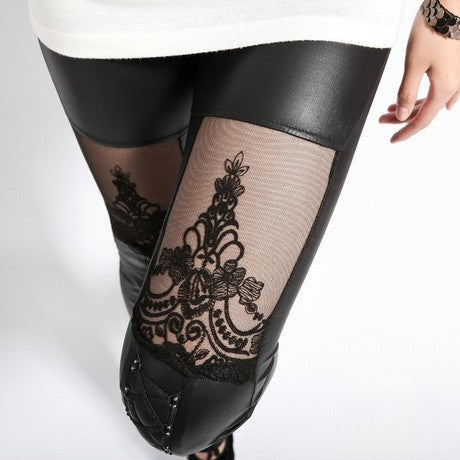 Leggings Mahal inserti in tulle trasparente
