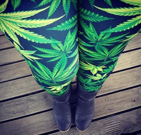 Ganjia Leggings dettaglio stampa foglie