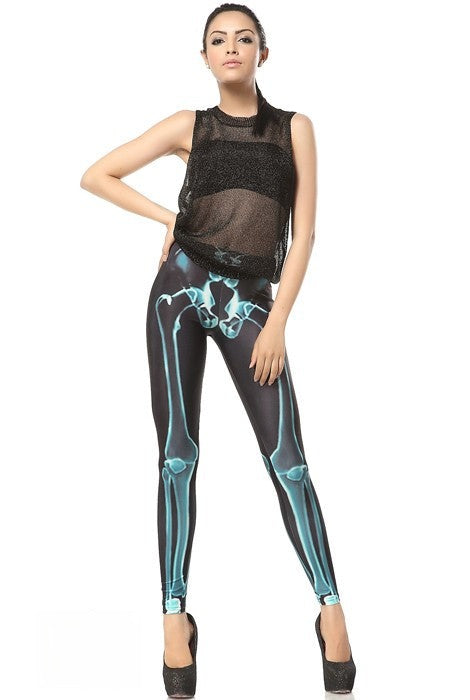 Leg bones Leggings vista frontale nera