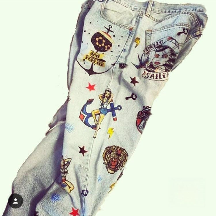 Levis 501 custom Anchor Pinup Old Style vintage rigenerati