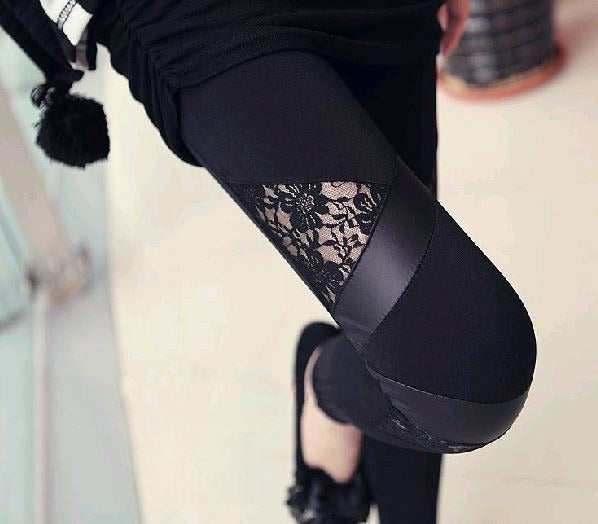 Leggings Pizzo Bande inserti a fasce in pizzo