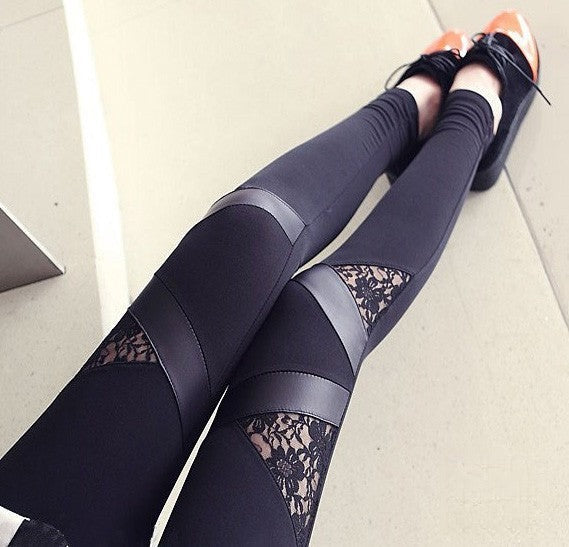 Leggings Pizzo Bande dettaglio fasce pizzo