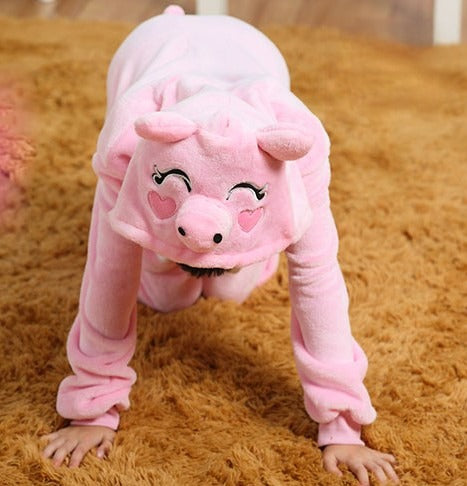 Pigiamino Piggy tuta peluche rosa con cappuccio maialino — Dream Shop