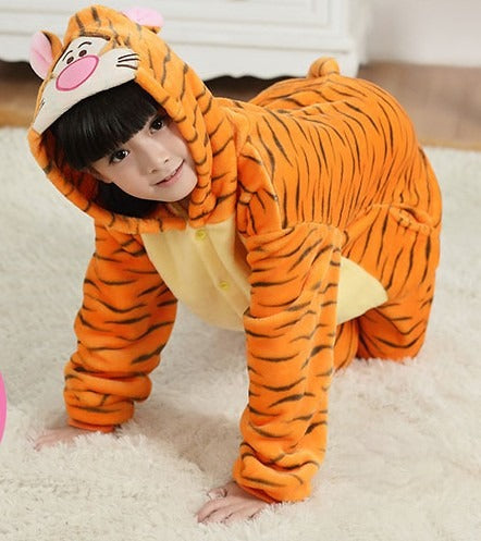 Tiger Pajamas detail of front buttons and side pockets — Dream Shop