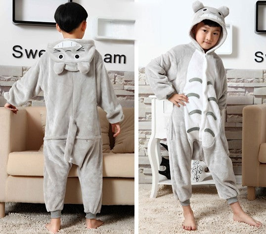 Pigiamino Totoro tuta peluche grigia con cappuccio orecchie — Dream Shop