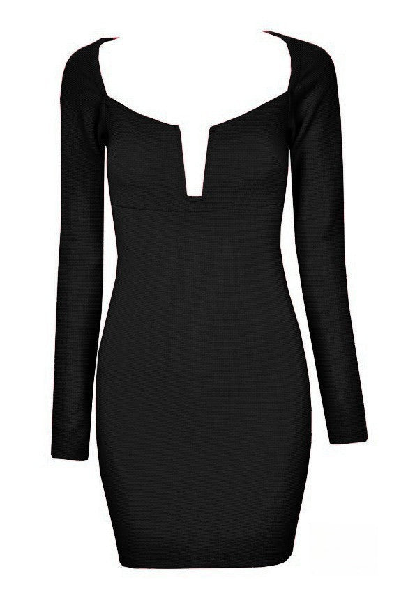 Kristyn Dress — colore nero manica lunga | Dream Shop