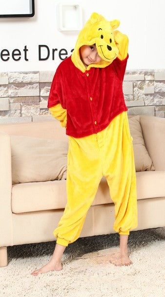 Winnie Pooh pajama yellow plush suit with hood — Dream Shop