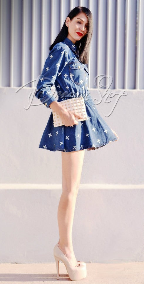 Denim Cross Dress — dettaglio elastico vita | Dream Shop