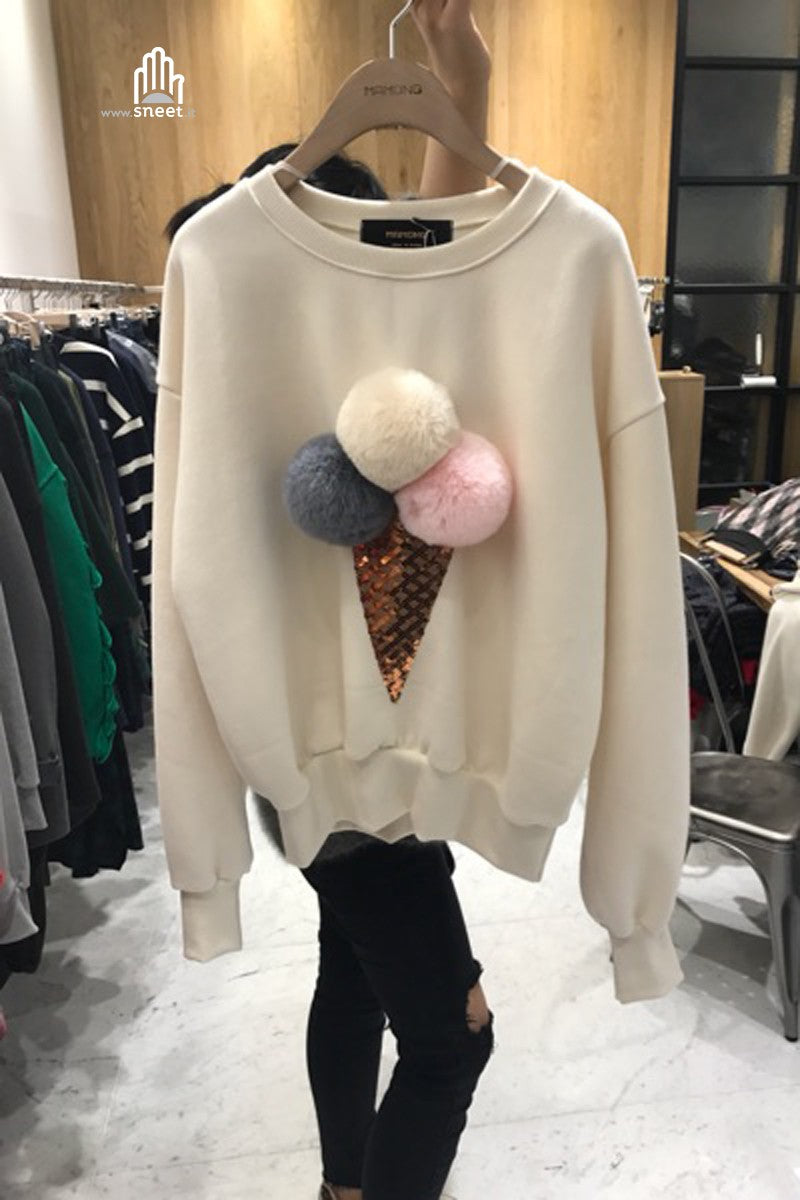 Felpa cono gelato dettaglio tessuto — Dream Shop
