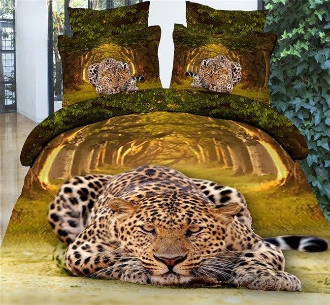 Completo Letto Savana copripiumino e federe stampa leopardata giungla | Dream Shop