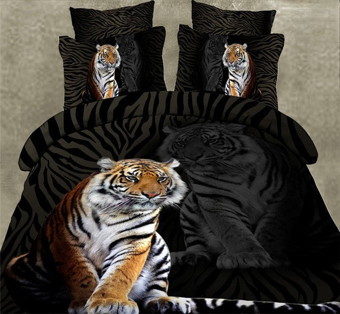 Completo Letto Tiger Black copripiumino e federe cotone | Dream Shop