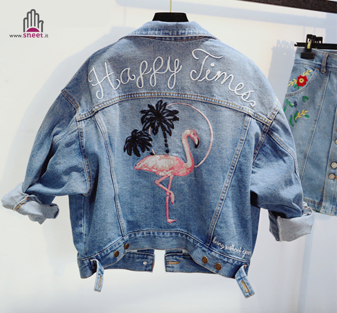 Giubbino fenicottero denim Happy Times