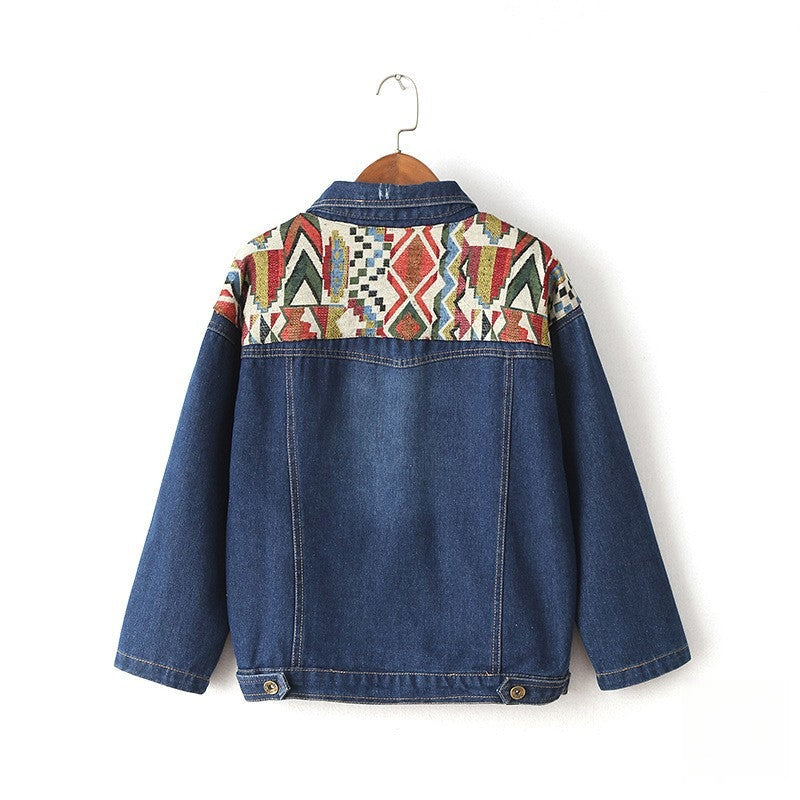 Giubbino Geometric denim look casual — Dream Shop