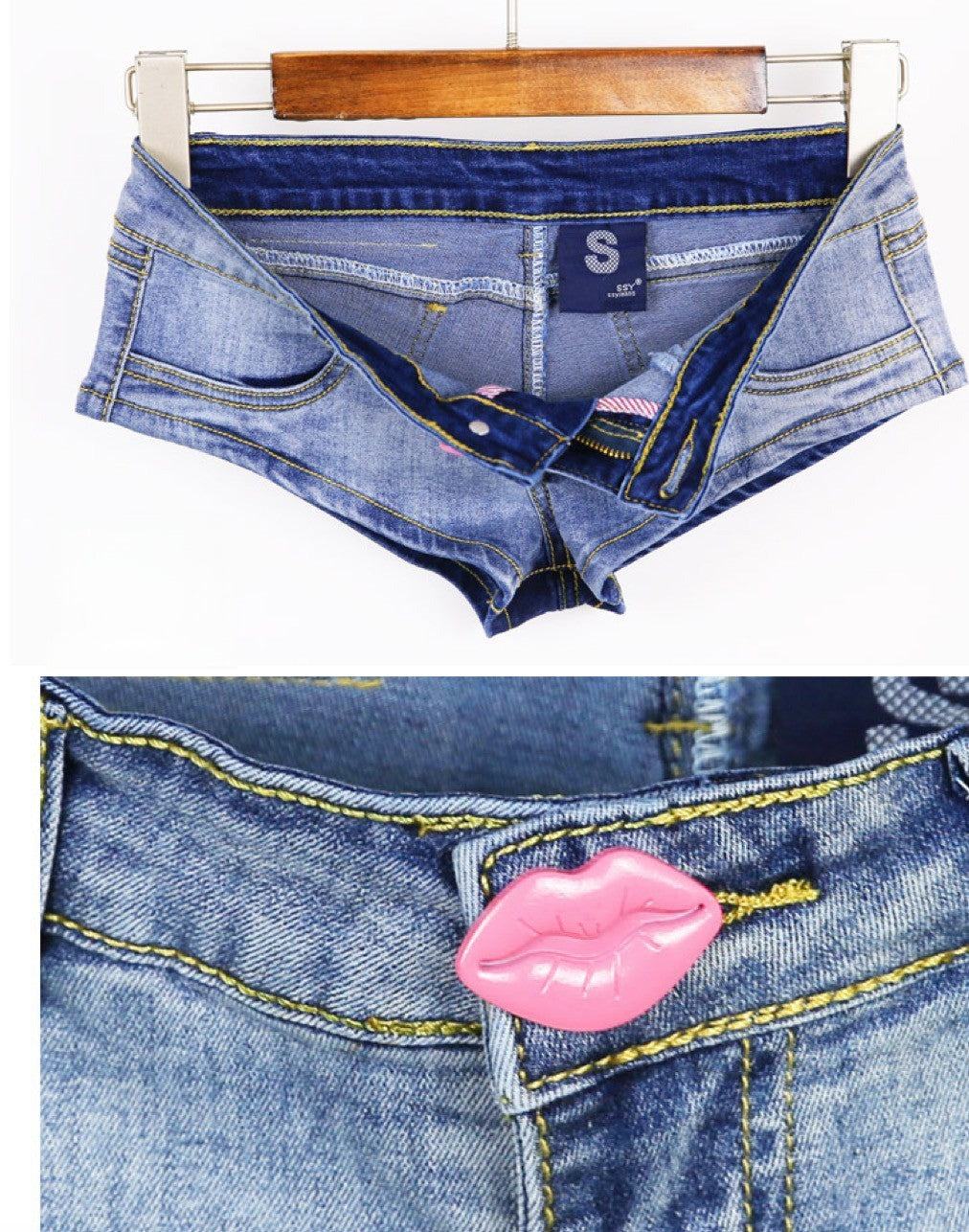 Denim micro shorts Lips