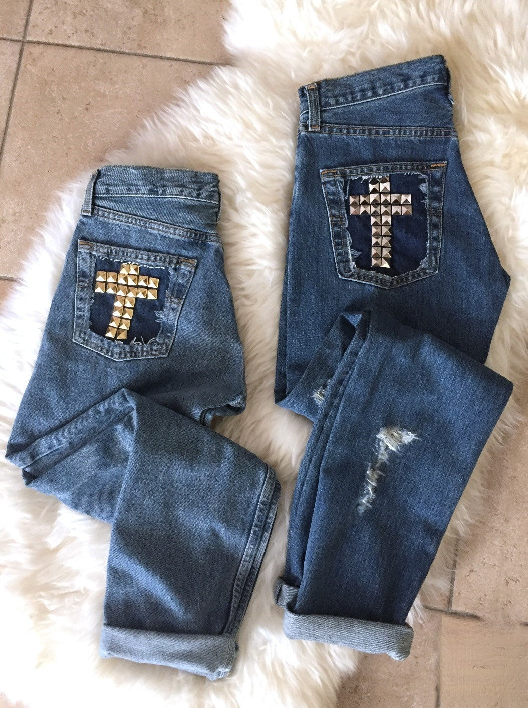 Levis 501 custom crossstuds vintage rigenerati borchie