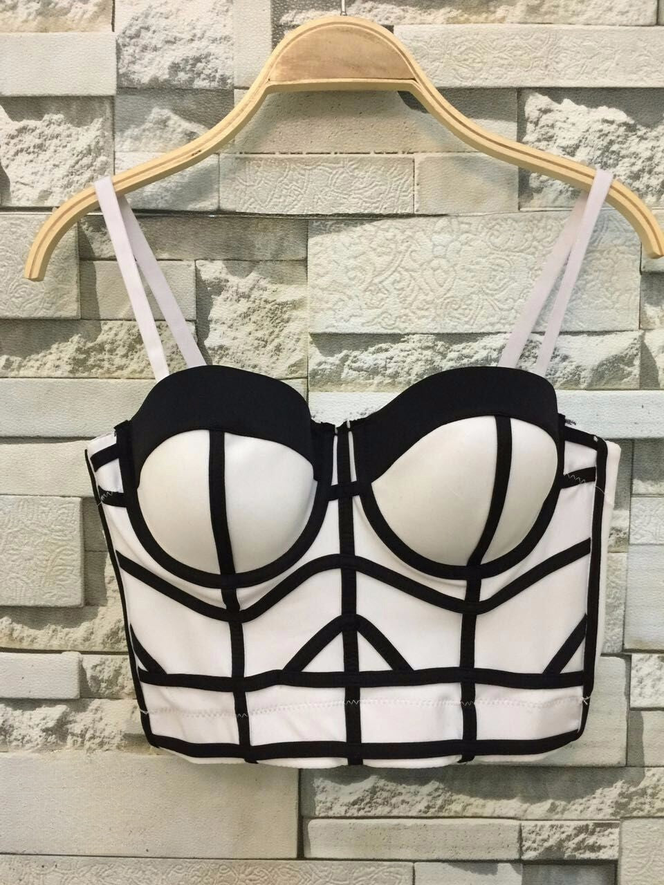 Crop Top Kontrast colori contrasto coppe vista frontale — Dream Shop