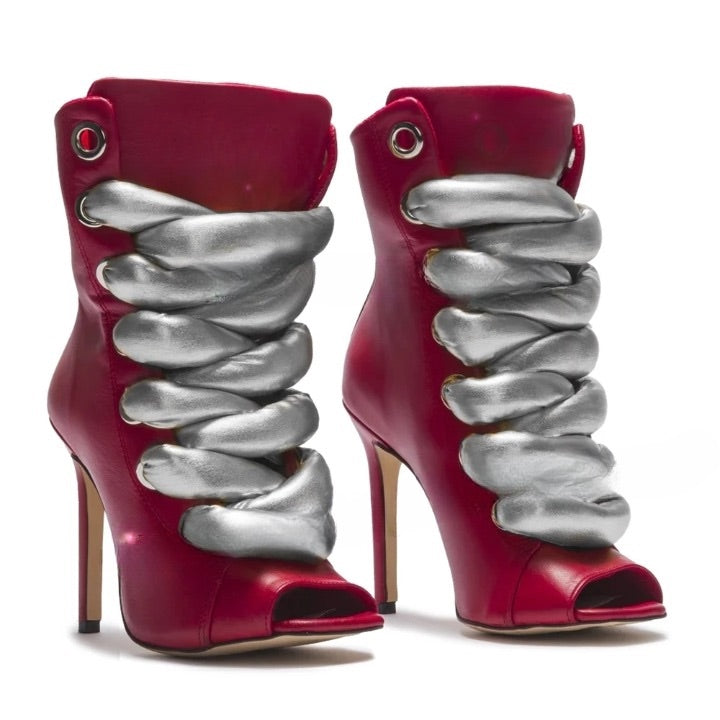 Tronchetto Sportyspice rosso con lacci argento metallizzati | Dream Shop
