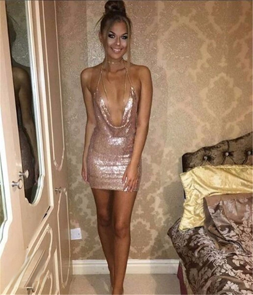 Higrid Sexy Dress — dettaglio schiena nuda paillettes | Dream Shop