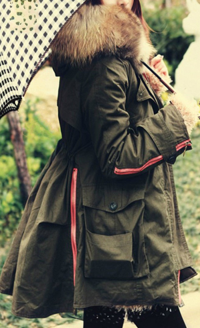Parka Glorya vista frontale cappuccio pelo - Dream Shop