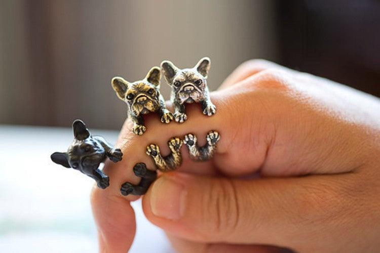 Anello Bulldog Francese - anello metallo con cane | Dream Shop