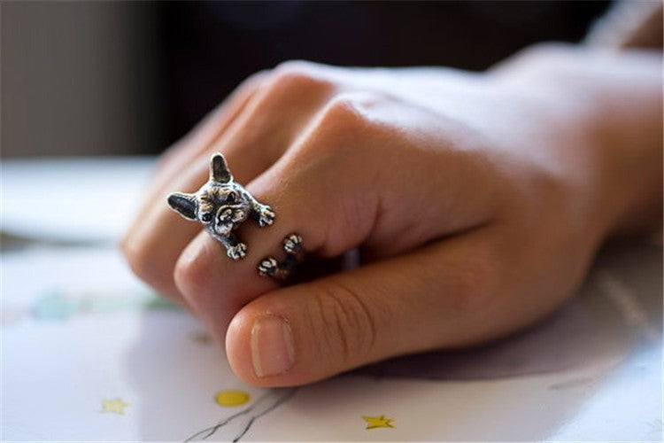 Anello Bulldog Francese - dettaglio sagoma cane | Dream Shop