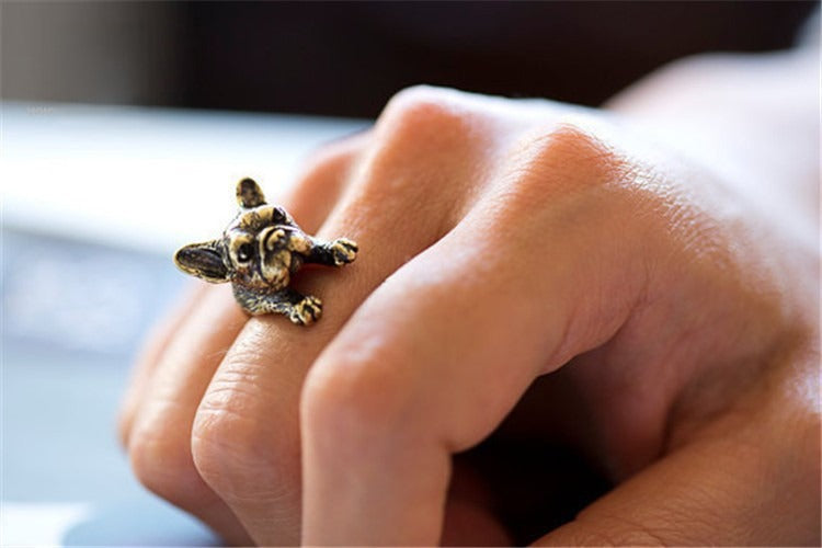 Anello Bulldog Francese - versione oro | Dream Shop