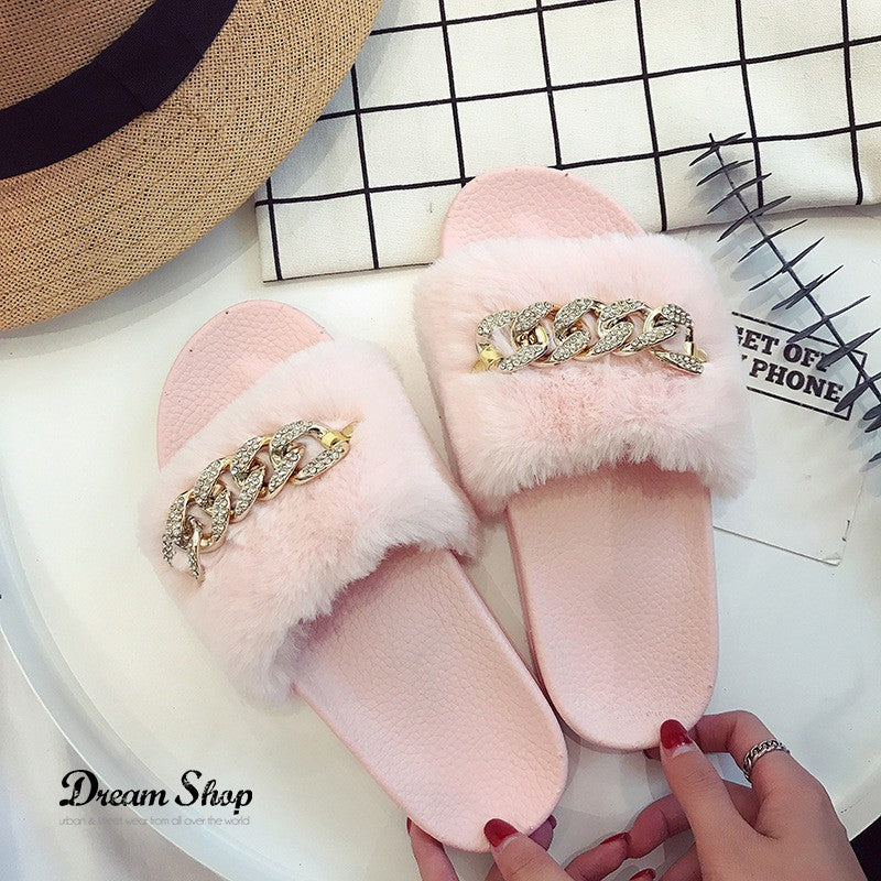 Ciabattine peluches catena