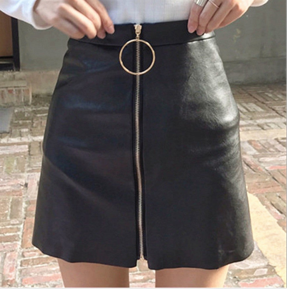 Gonna ecopelle circle zip