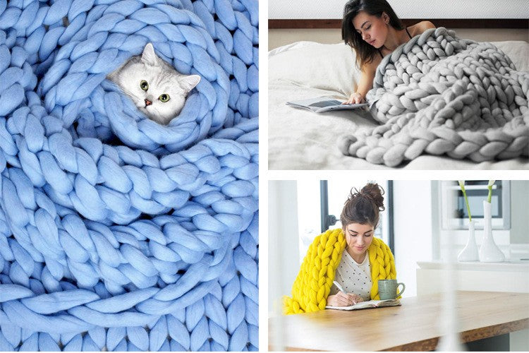 Coperta lana maxi knitt